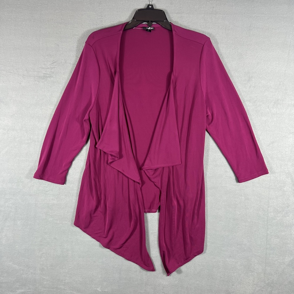 East 5th Women's Magenta Open Front Draped Cardigan Sweater Size L Long Sleeve